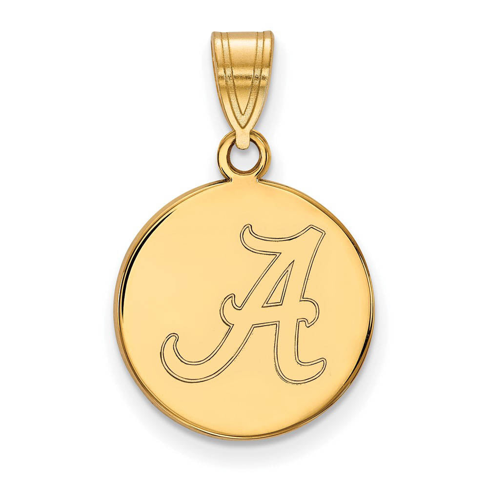 14k Yellow Gold U. of Alabama Medium Initial A Disc Pendant
