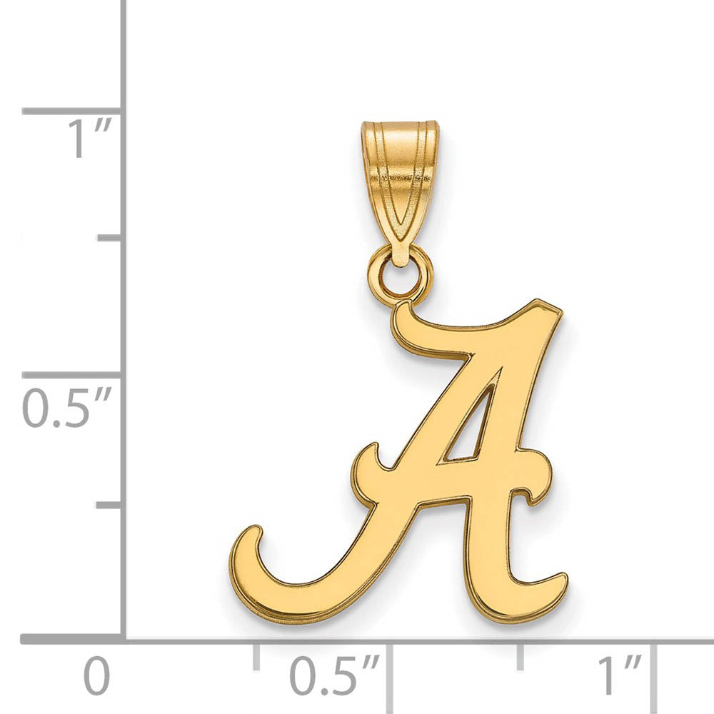 14k Gold Plated Silver U. of Alabama Medium Initial A Pendant