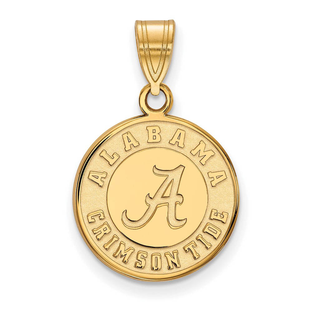 14k Gold Plated Silver U. of Alabama Medium Disc Pendant