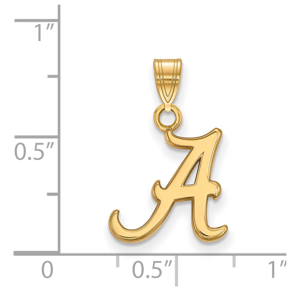 14k Gold Plated Silver U. of Alabama Small Initial A Pendant