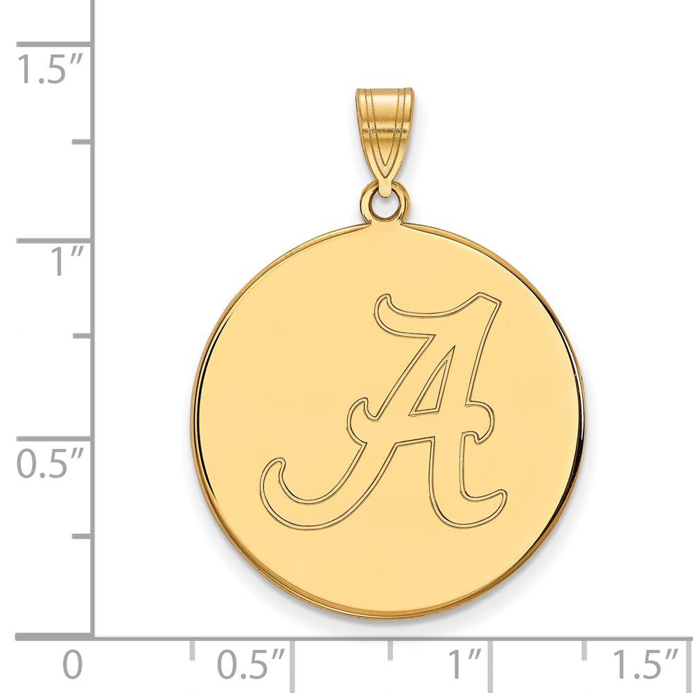 10k Yellow Gold U. of Alabama XL Initial A Disc Pendant