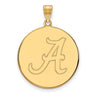 14k Yellow Gold U. of Alabama XL Initial A Disc Pendant