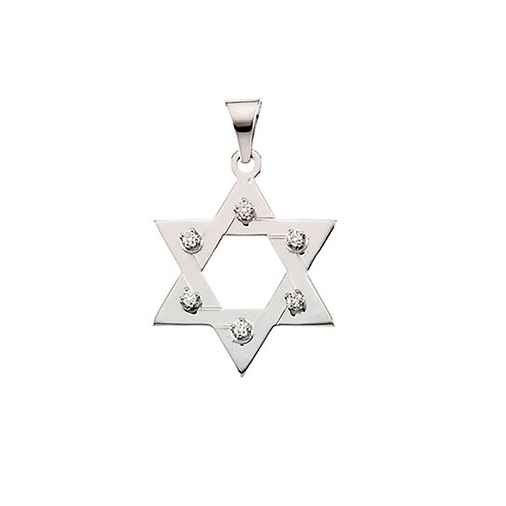 14K White Gold 1/5 CTW (SI1, G-H) Diamond Star of David Pendant, 26mm