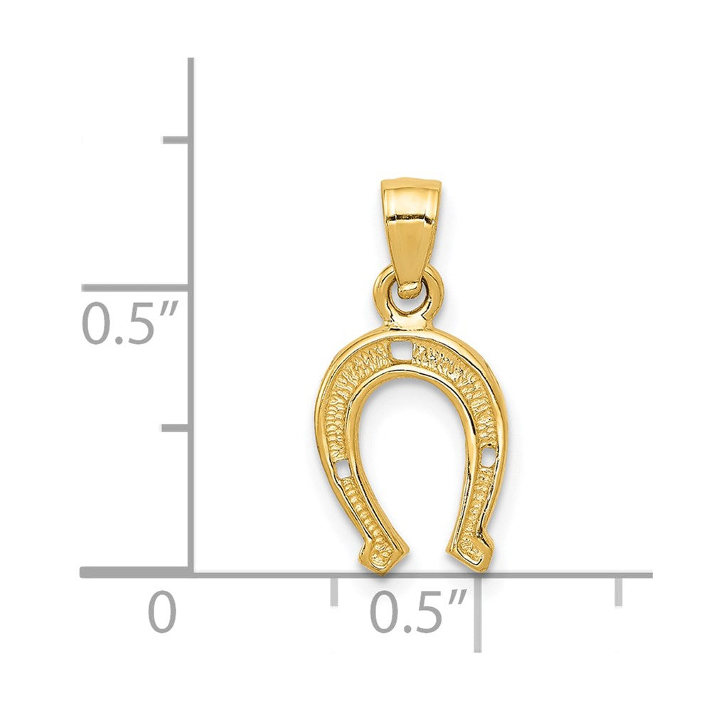 14k Yellow Gold Horse Shoe Pendant, 9mm
