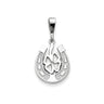 14k Yellow or White Gold Four Leaf Clover and Horseshoe Pendant, 15mm