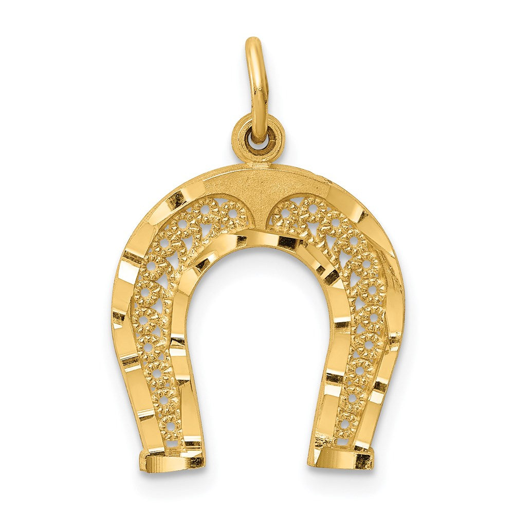14k Yellow Gold Horseshoe Charm or Pendant, 15mm (9/16 inch)