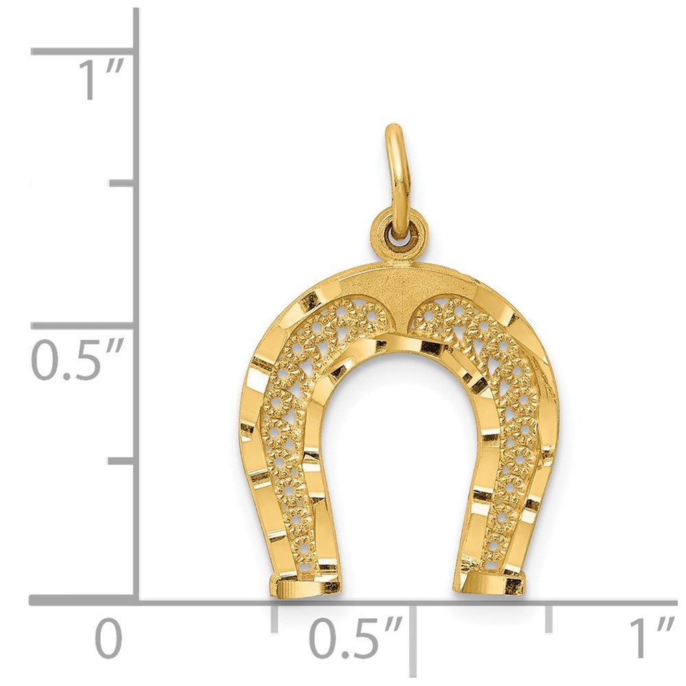 14k Yellow Gold Horseshoe Charm or Pendant, 15mm (9/16 inch)
