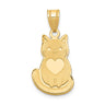 14k Yellow Gold Polished & Laser Cut Engravable Cat Pendant, 13 x 25mm
