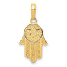 14k Yellow Gold Star of David Hamsa Pendant, 12 x 25mm