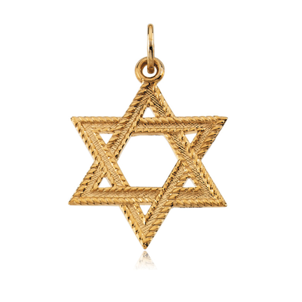 14k Yellow Gold Textured Star of David Pendant