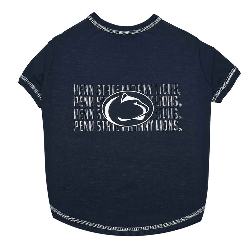 NCAA Pennsylvania State University Nittany Lions Striped Text Dog T-Shirt