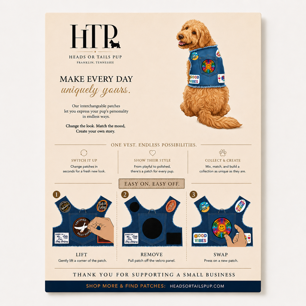 Heads or Tails Pup Birthday Mix & Match Harness Patches