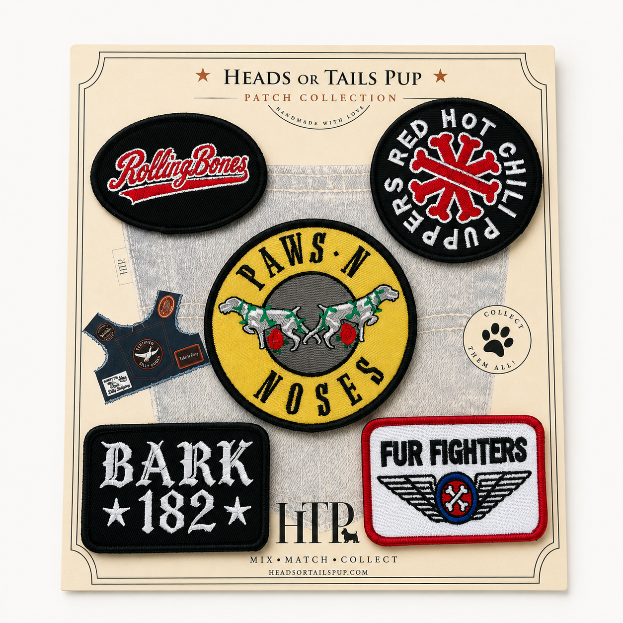 Heads or Tails Pup Ruff & Roll Mix & Match Harness Patches