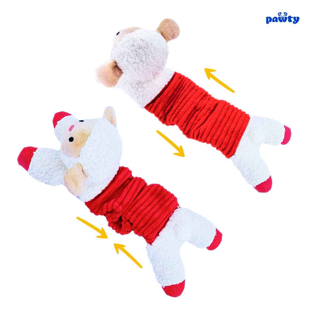 Pawty Lamb Plush Squeaky Tug Dog Toy