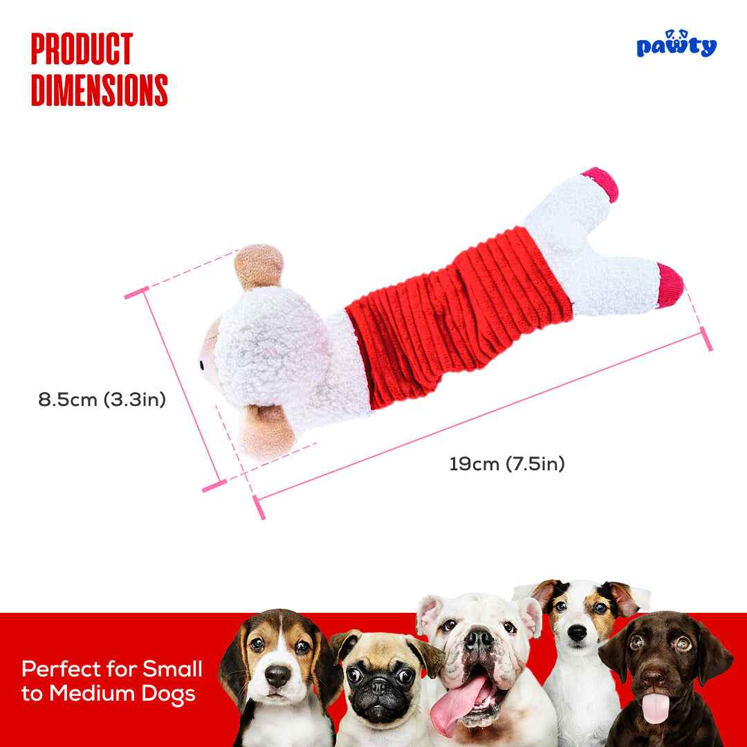 Pawty Lamb Plush Squeaky Tug Dog Toy