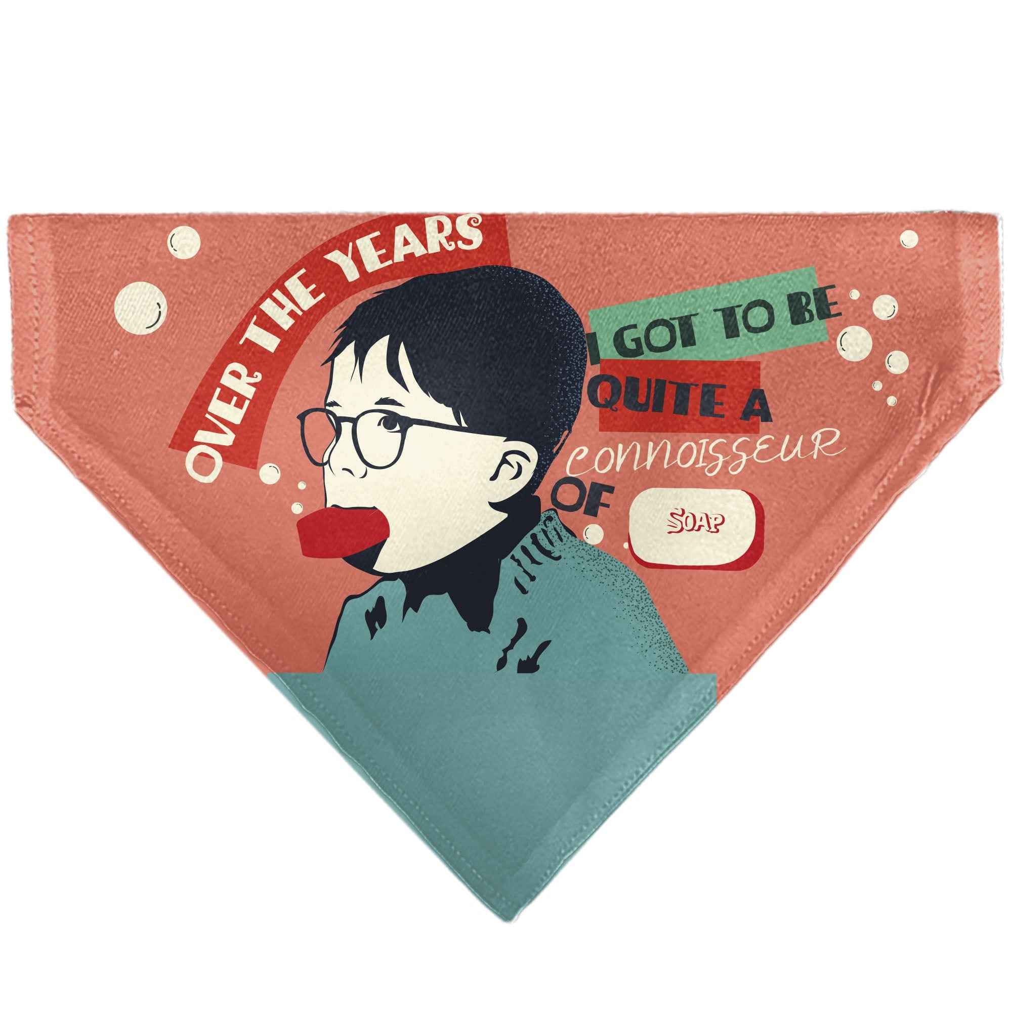 Buckle-Down A Christmas Story Icons and Title Logo Collage Greens/Reds Over-the-Collar Dog Bandana