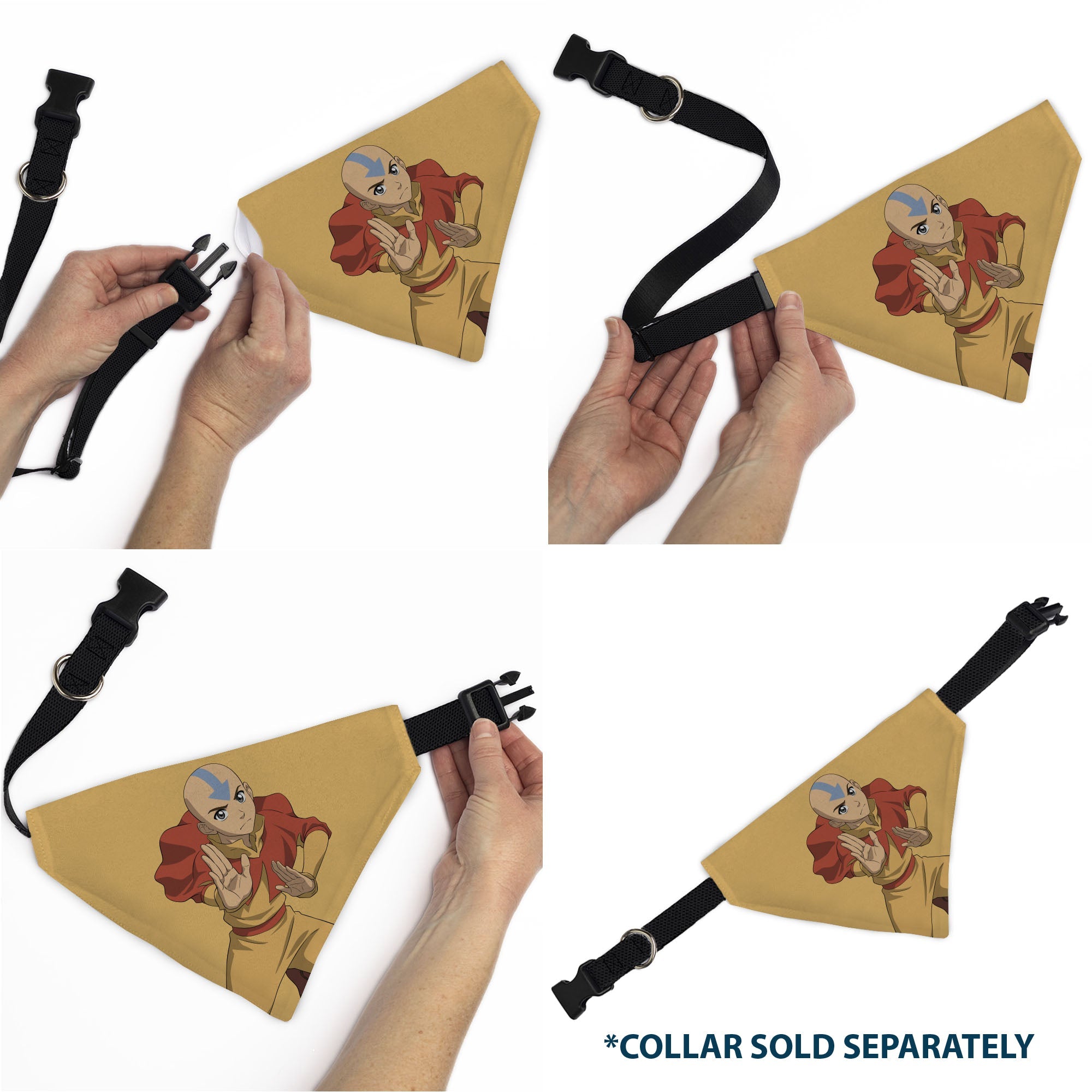 Buckle-Down Avatar the Last Airbender Action Pose and Title Logo Yellow Over-the-Collar Dog Bandana