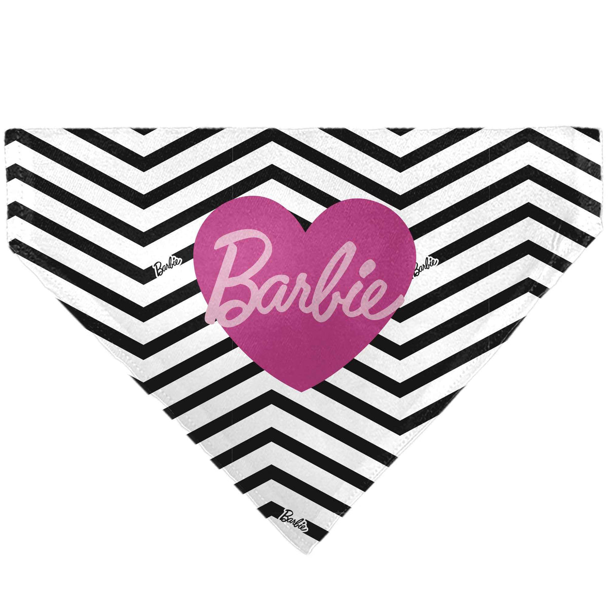 Pet Bandana - BARBIE Script Heart Chevron White/Black/Pinks