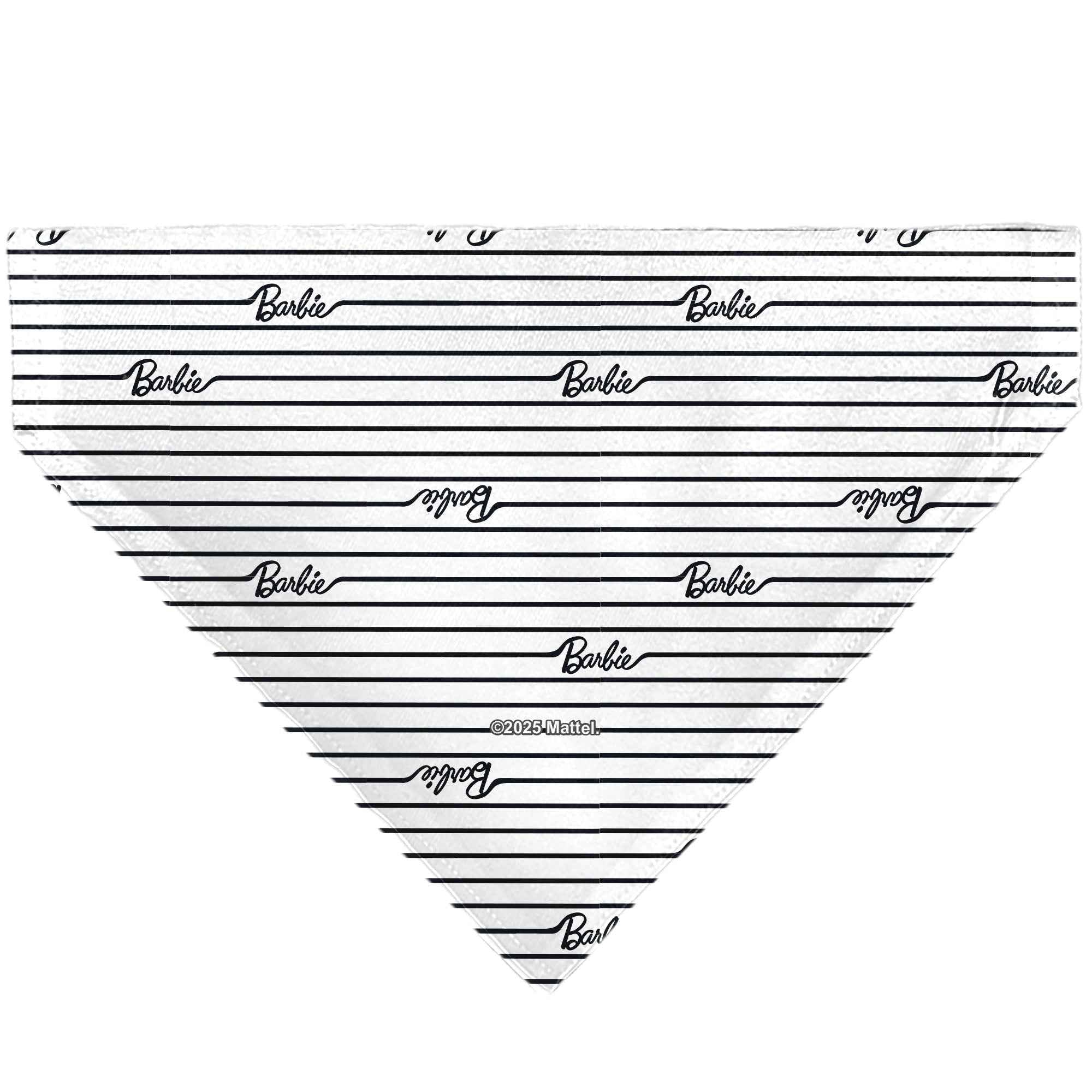 Pet Bandana - BARBIE Script Stripe White/Black