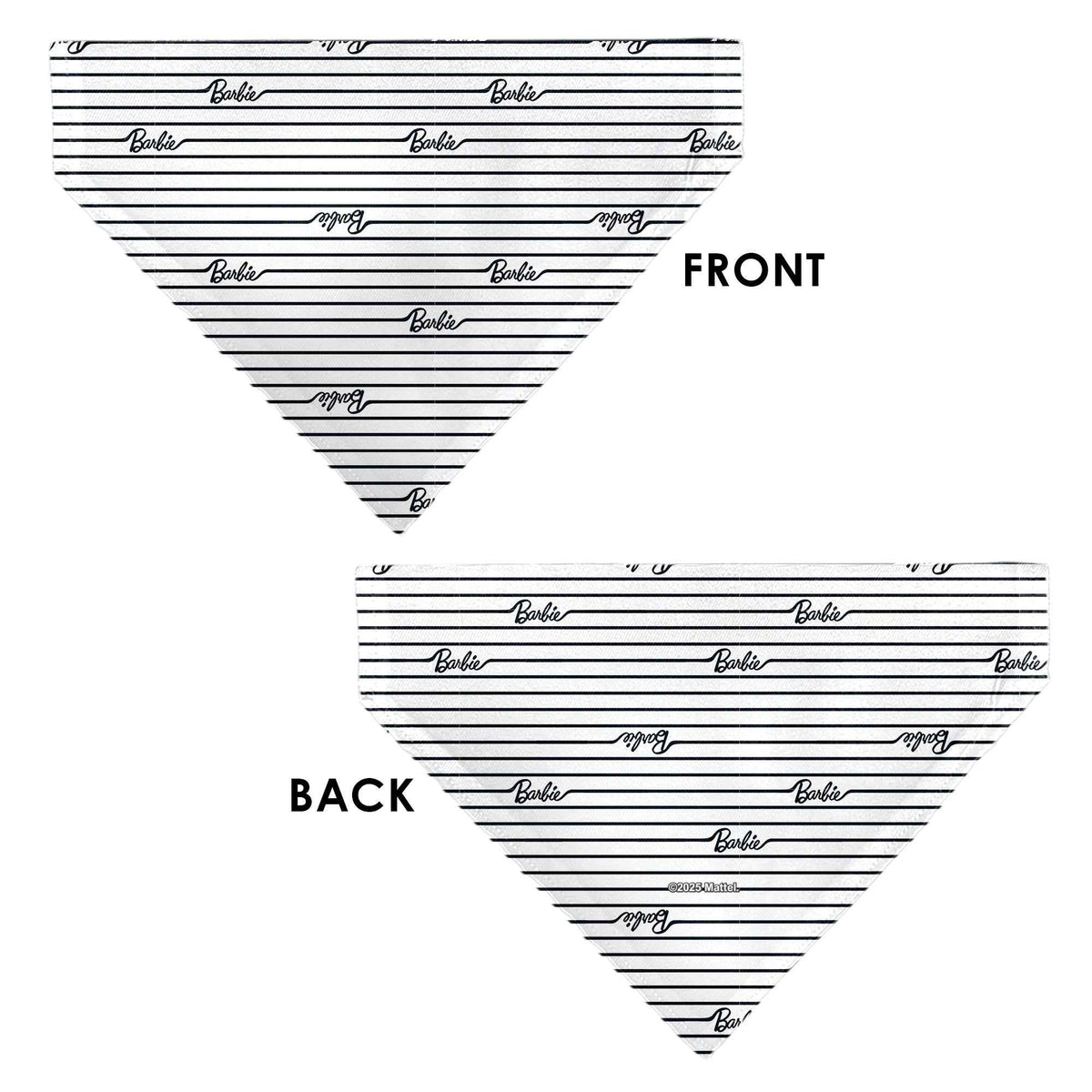 Pet Bandana - BARBIE Script Stripe White/Black