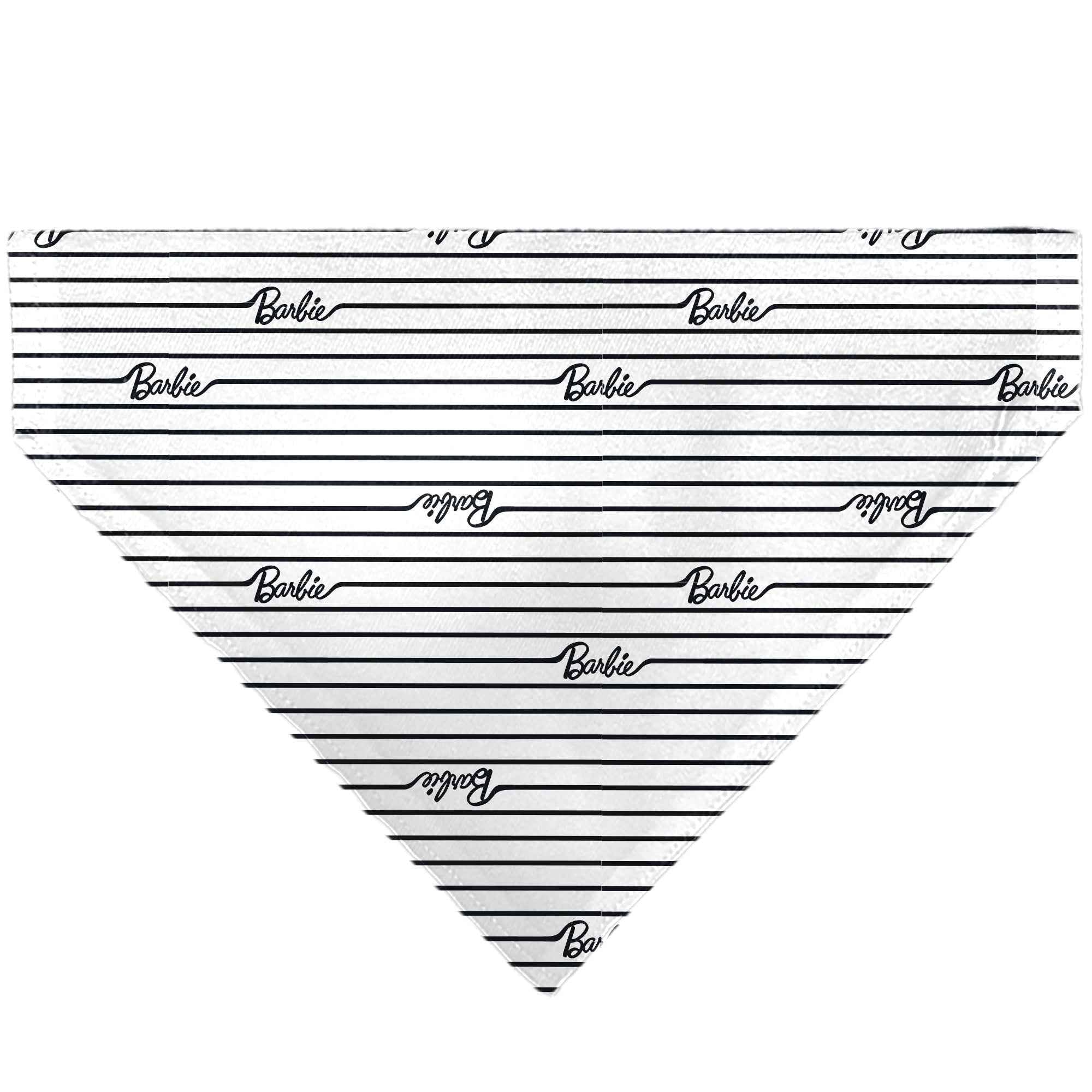 Pet Bandana - BARBIE Script Stripe White/Black
