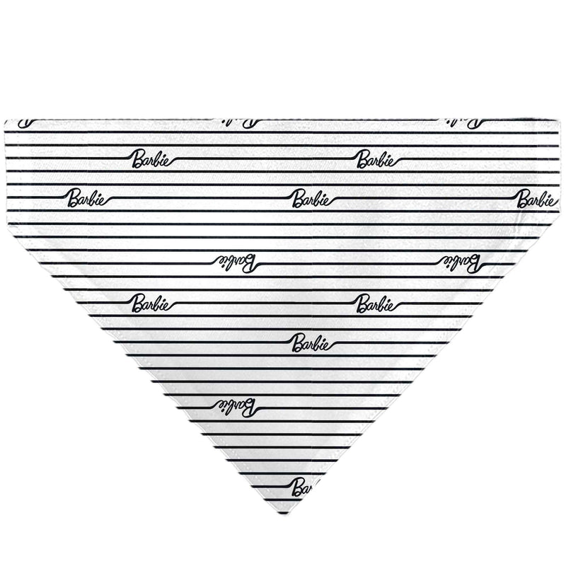 Pet Bandana - BARBIE Script Stripe White/Black