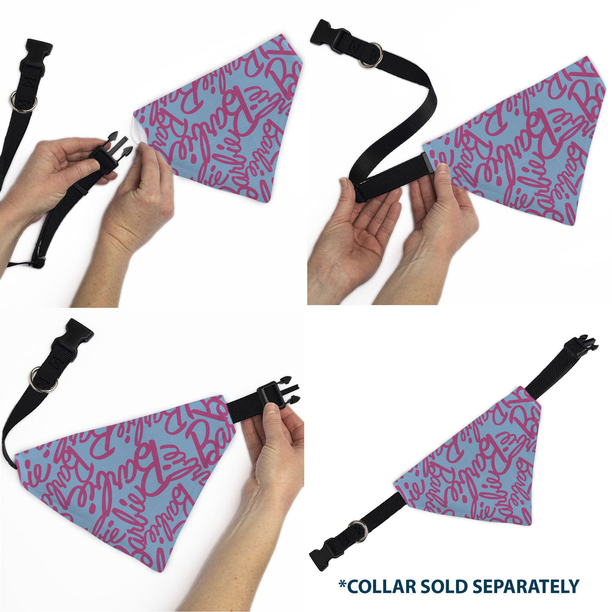 Pet Bandana - BARBIE Autograph Script Scattered Blue/Pink | HT Animal Supply