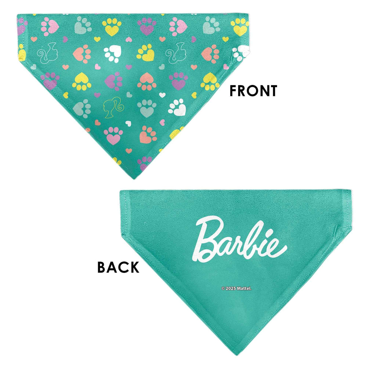 Pet Bandana - BARBIE Paw Print Icons and Script Blue/Multi Pastel