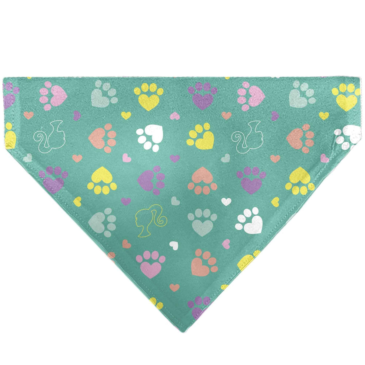 Pet Bandana - BARBIE Paw Print Icons and Script Blue/Multi Pastel