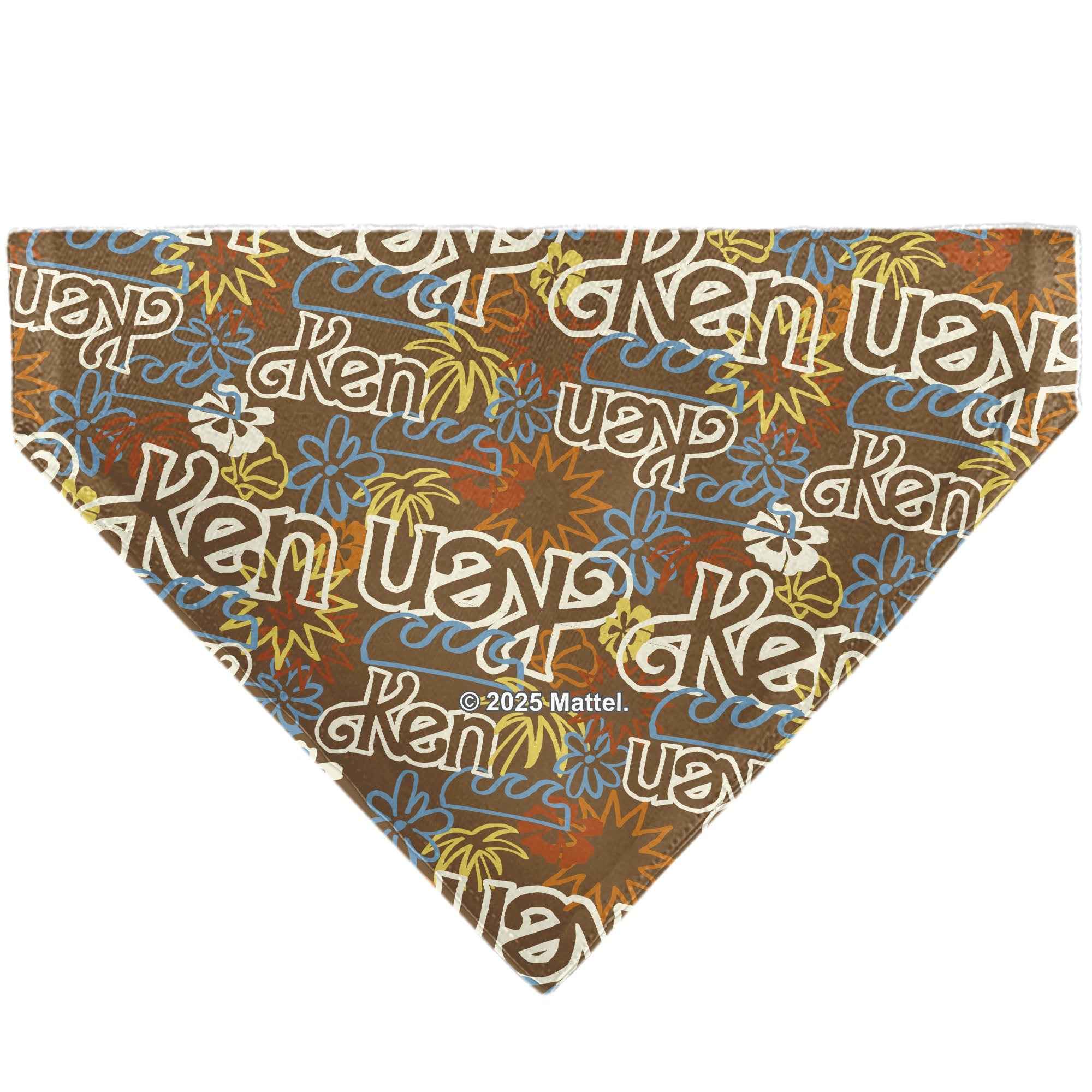 Pet Bandana - Barbie KEN Text Logo and Icons Brown/Multi Color