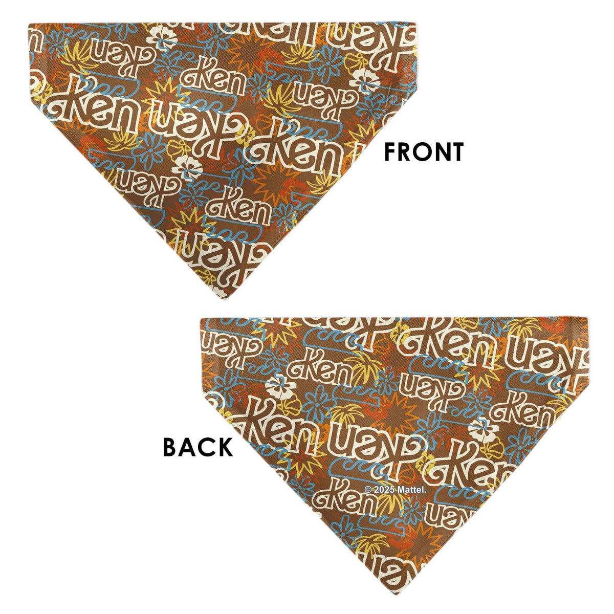 Pet Bandana - Barbie KEN Text Logo and Icons Brown/Multi Color