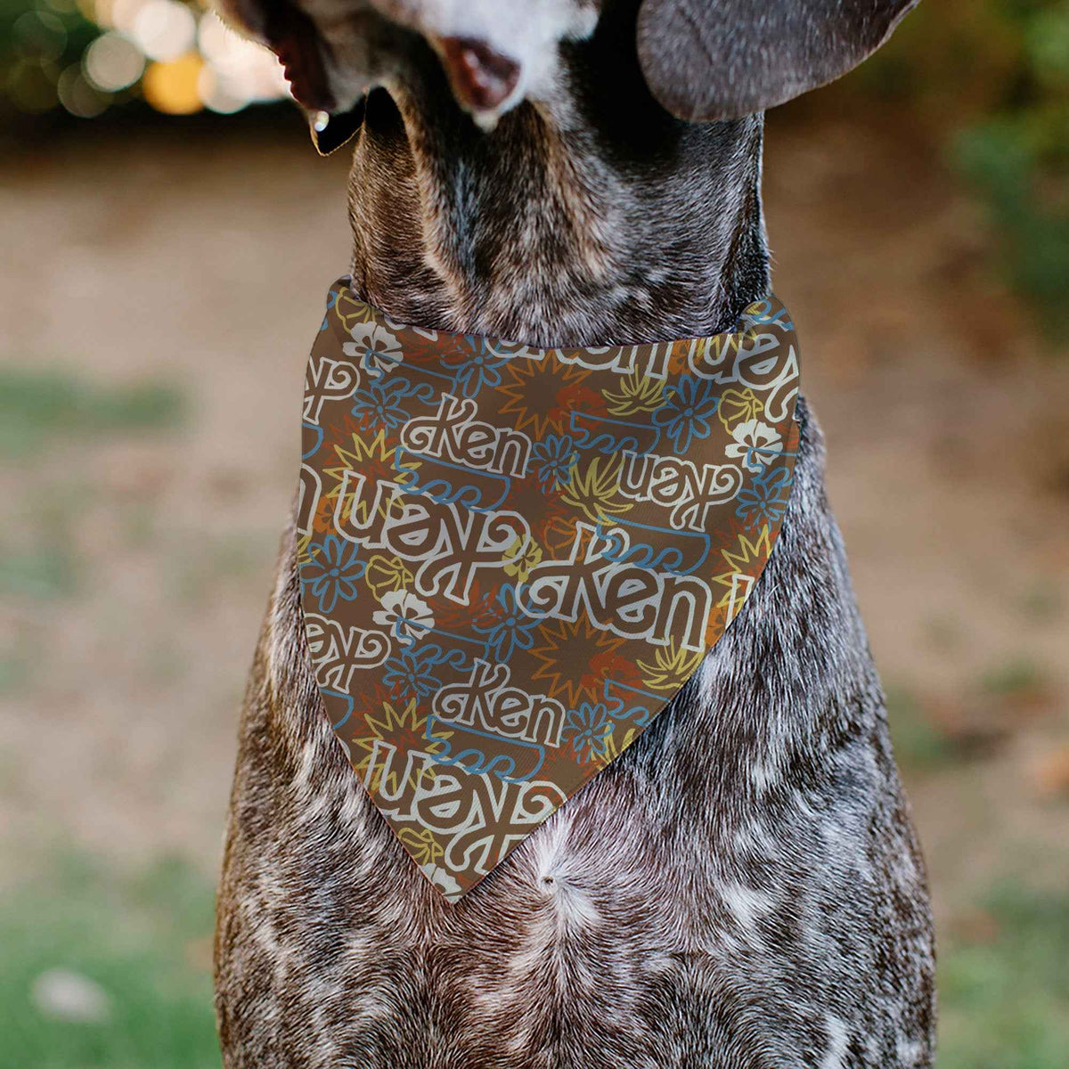 Pet Bandana - Barbie KEN Text Logo and Icons Brown/Multi Color