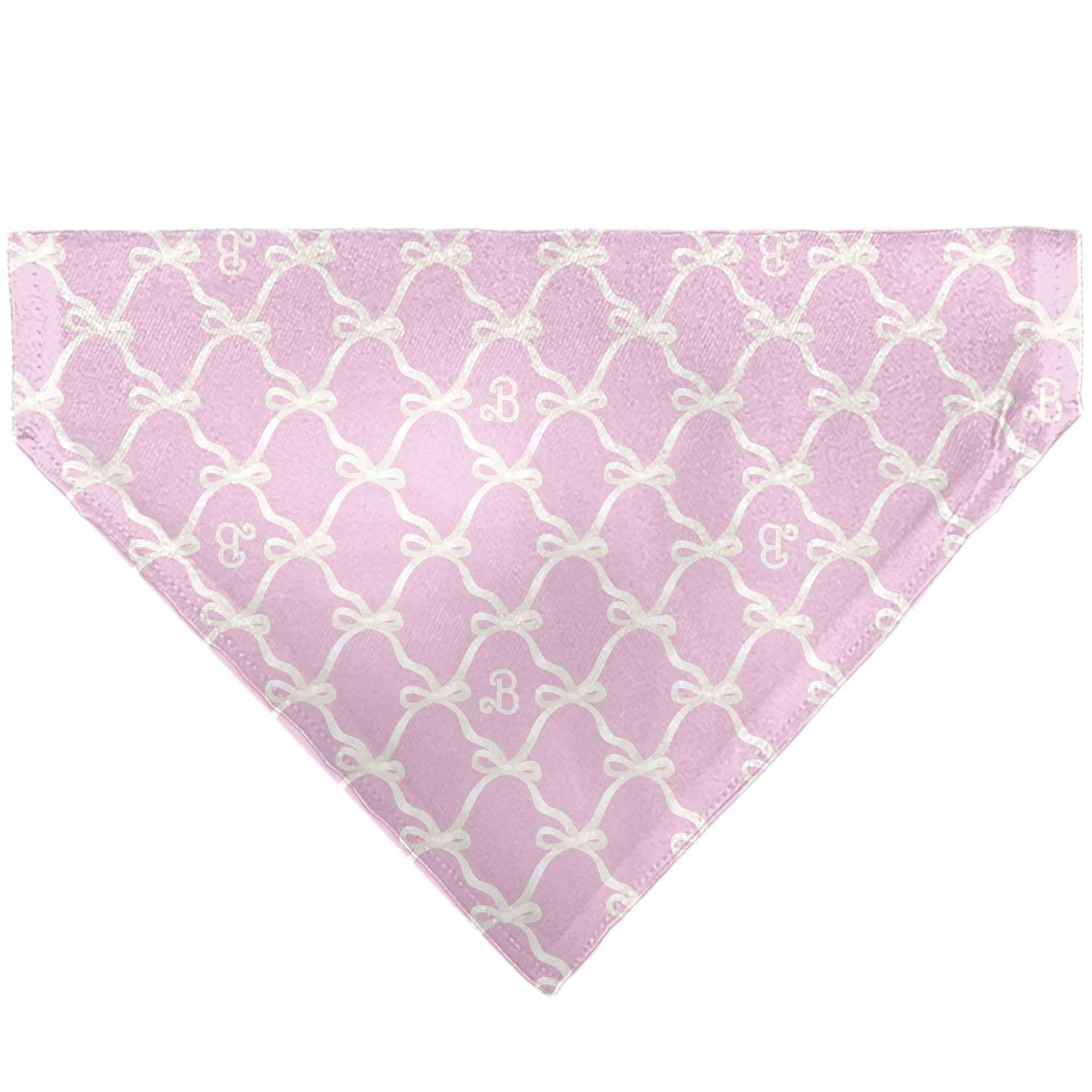 Pet Bandana - Barbie Bow and B Monogram Pink/White