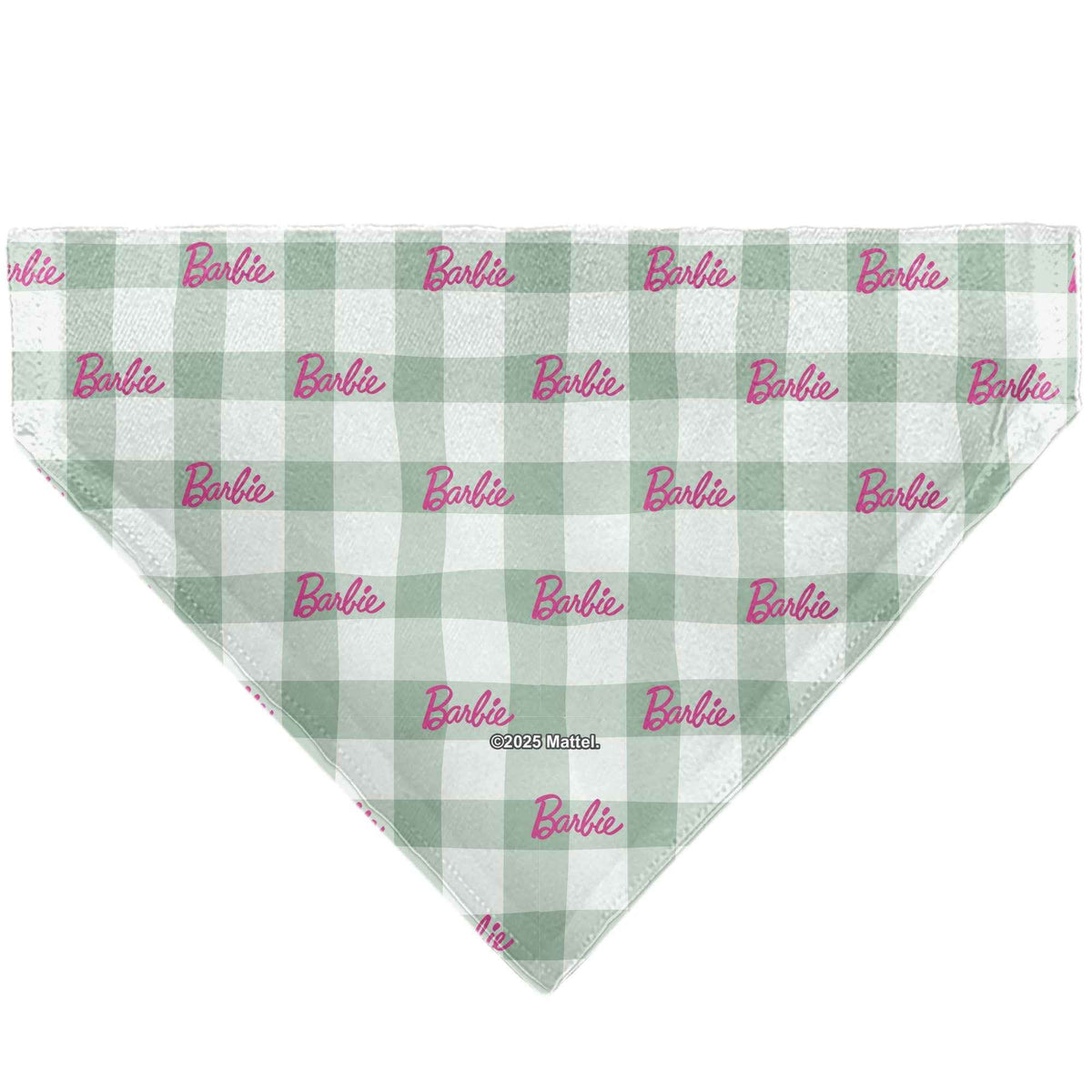 Pet Bandana - BARBIE Script Plaid Beige/Olive/Pink