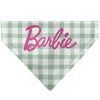 Pet Bandana - BARBIE Script Plaid Beige/Olive/Pink