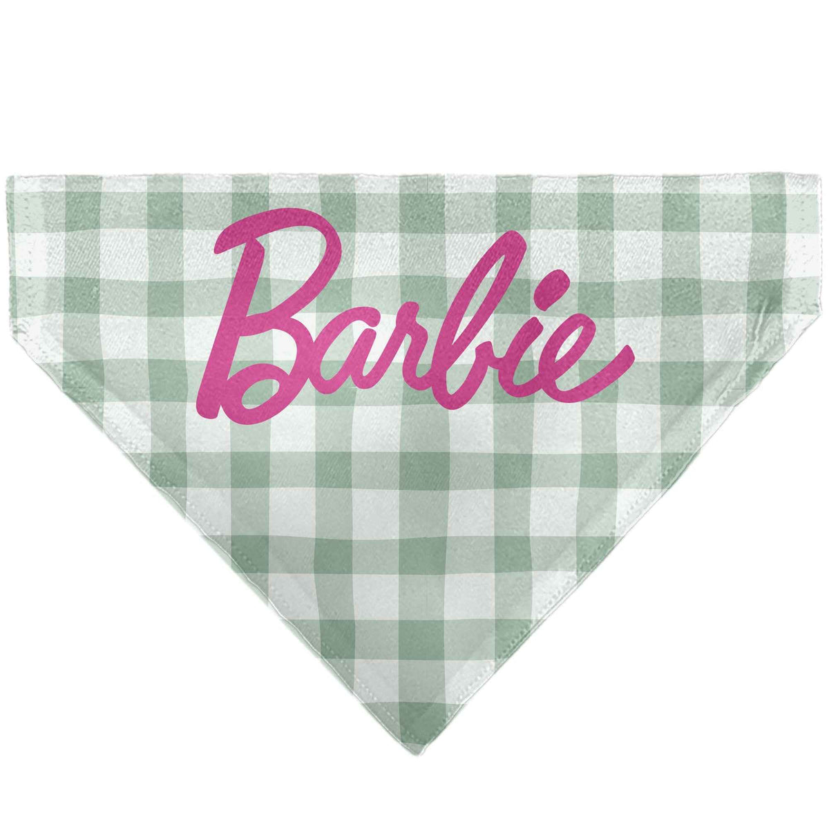 Pet Bandana - BARBIE Script Plaid Beige/Olive/Pink
