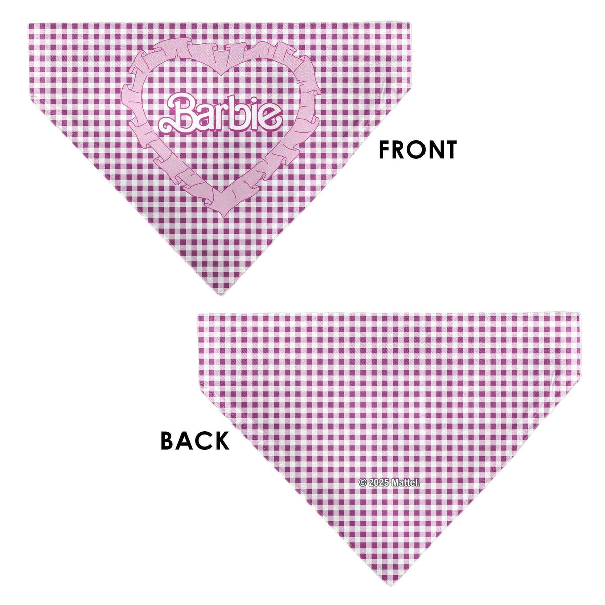 Pet Bandana - BARBIE Heart Text Logo Plaid Pinks