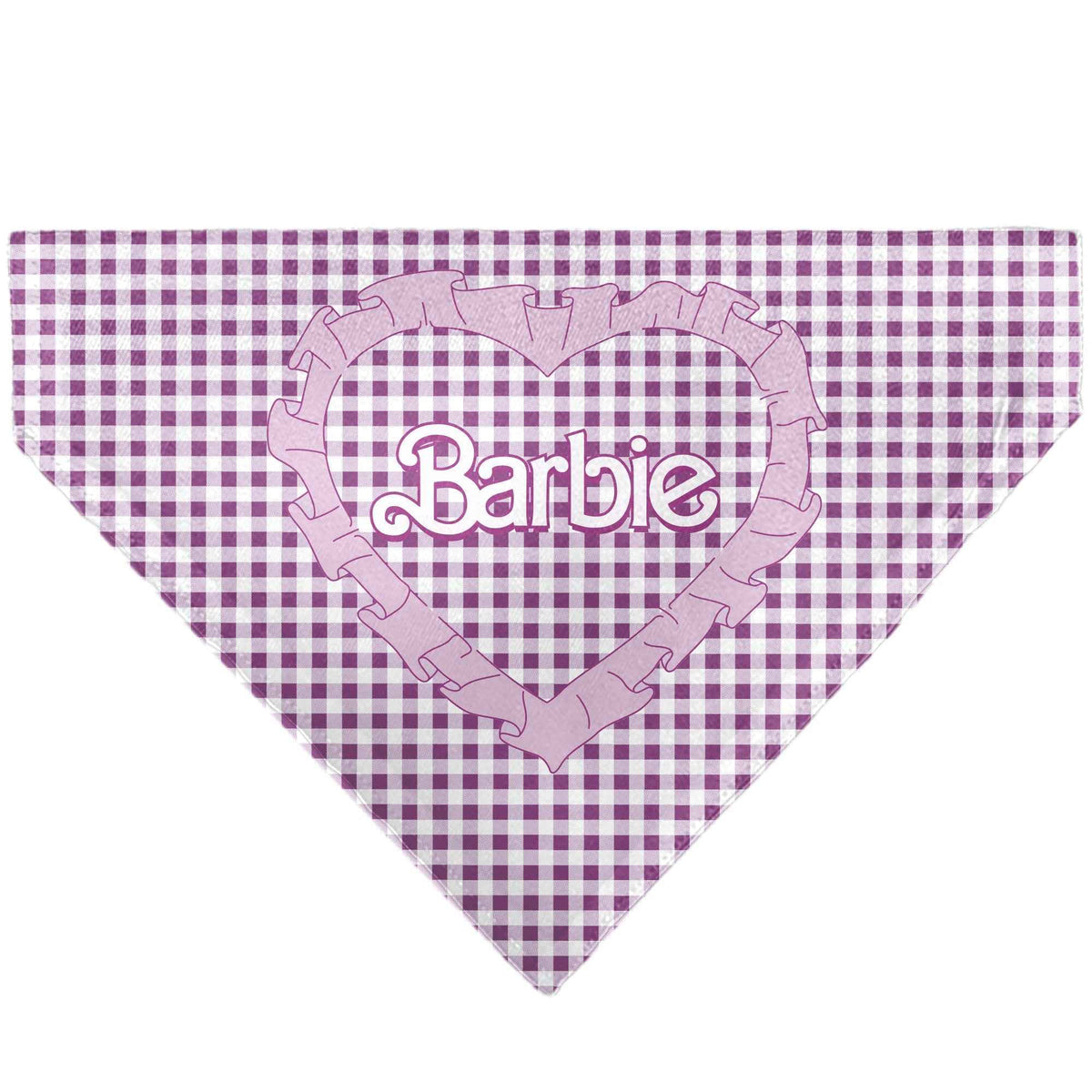 Pet Bandana - BARBIE Heart Text Logo Plaid Pinks