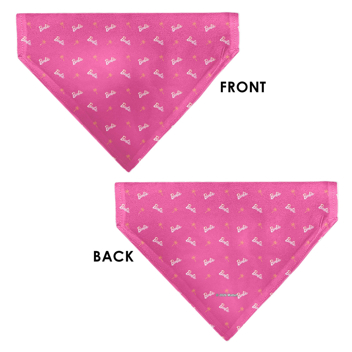 Pet Bandana - BARBIE Script and Palm Tree Icon Pink/White/Orange | HT Animal Supply