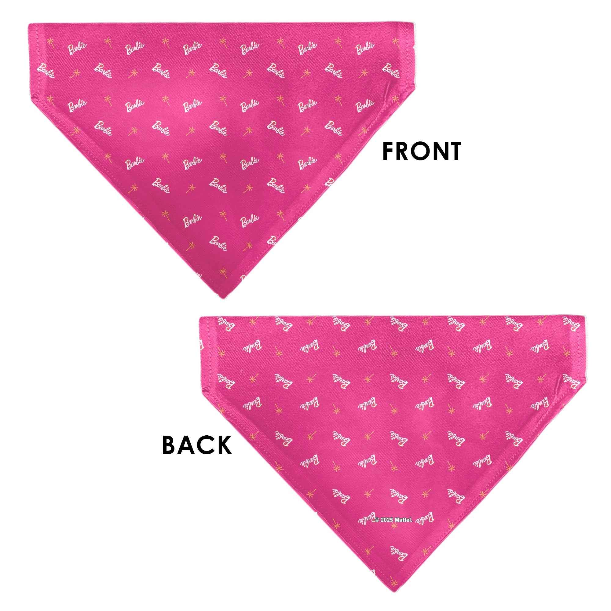 Pet Bandana - BARBIE Script and Palm Tree Icon Pink/White/Orange