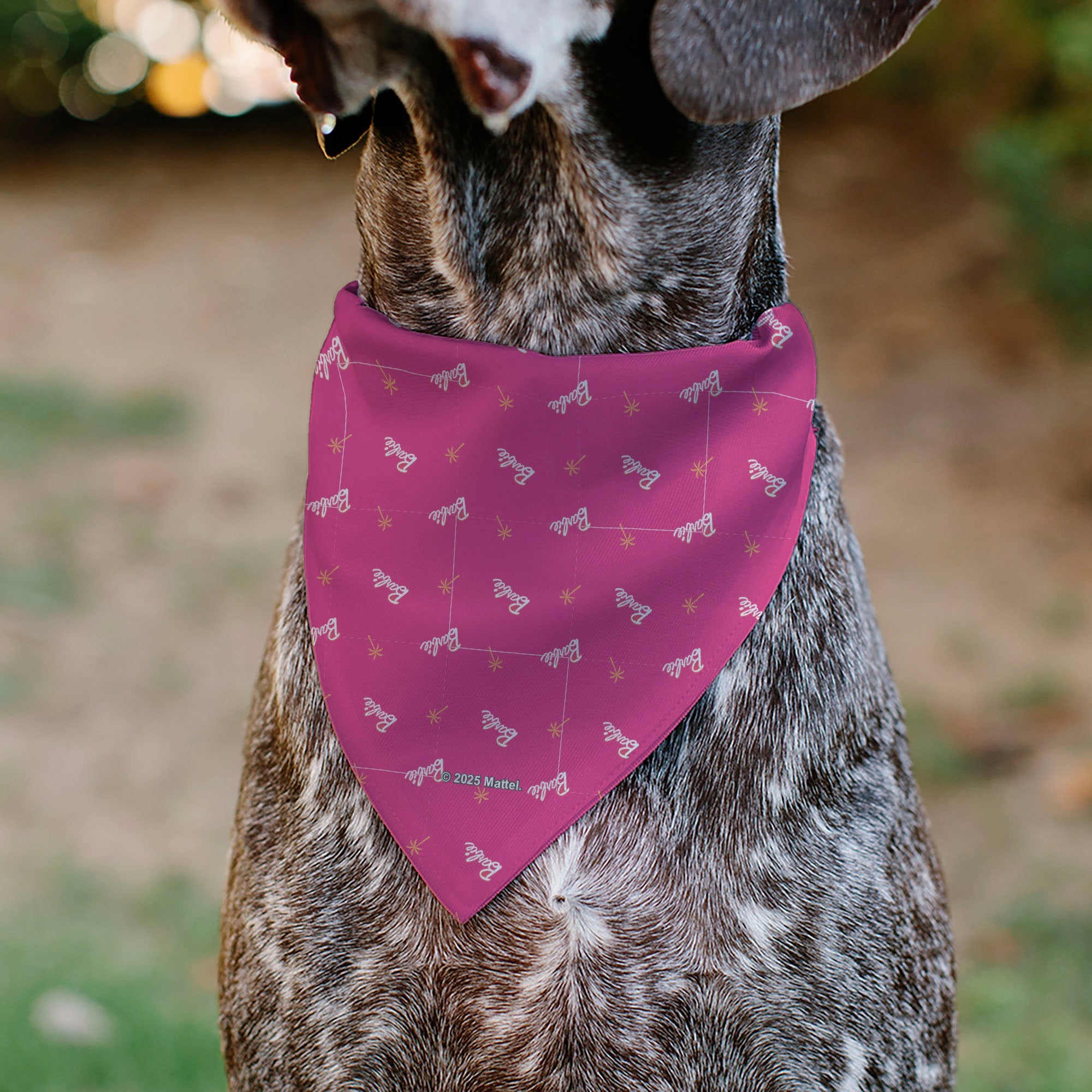 Pet Bandana - BARBIE Script and Palm Tree Icon Pink/White/Orange