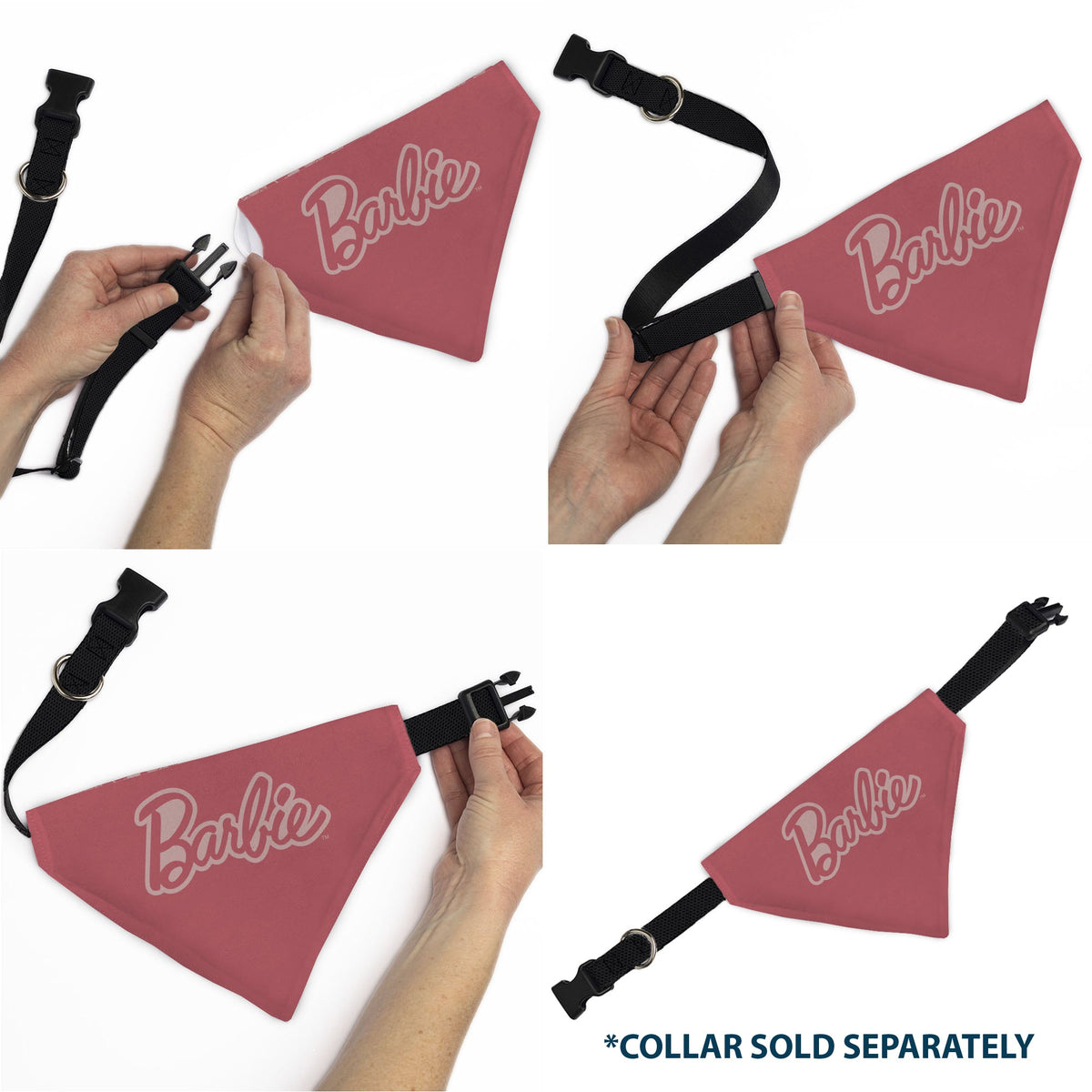 Pet Bandana - Malibu Beach BARBIE Script and Icons Collage Pinks | HT Animal Supply