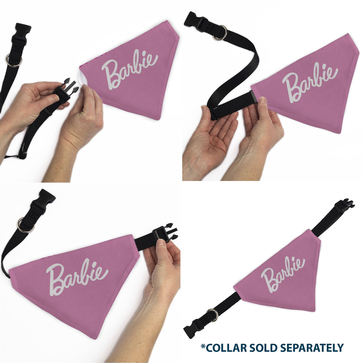 Pet Bandana - BARBIE Script and B Icon Collage Pinks/White | HT Animal Supply