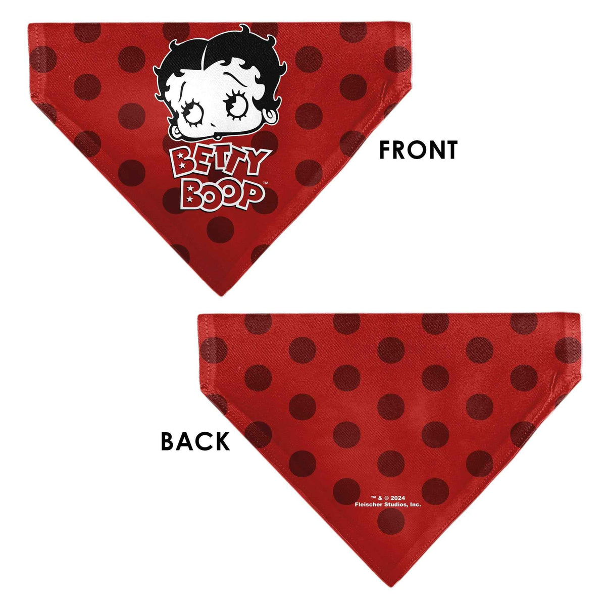 Pet Bandana - Bandana BETTY BOOP Face and Text Polka Dot Reds/Black/White