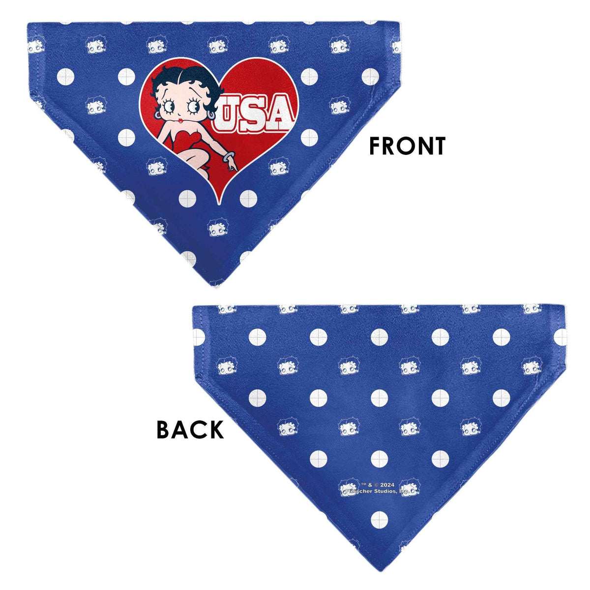 Pet Bandana - Bandana Betty Boop USA Heart Pose Polka Dot/Face Blue/White