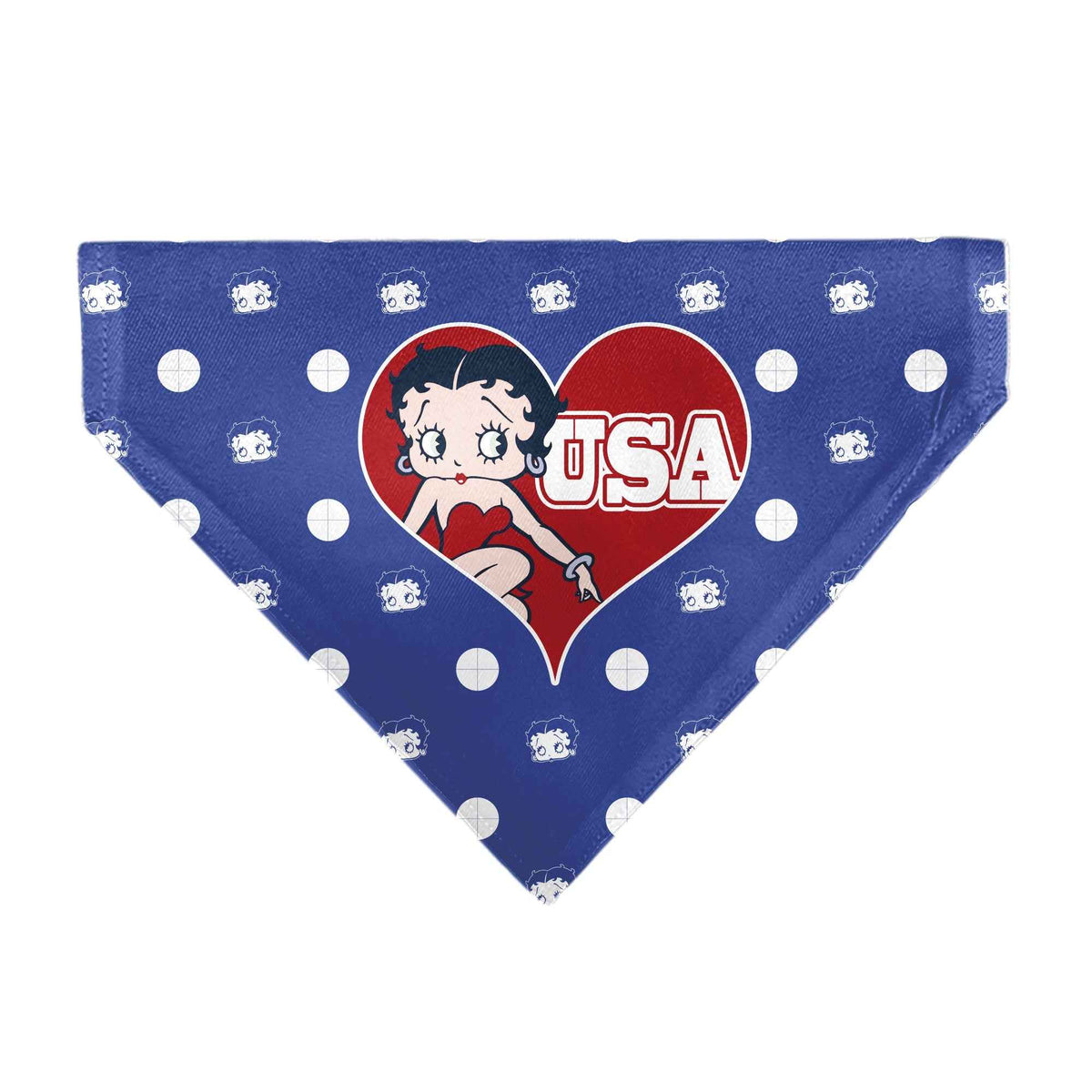 Pet Bandana - Bandana Betty Boop USA Heart Pose Polka Dot/Face Blue/White