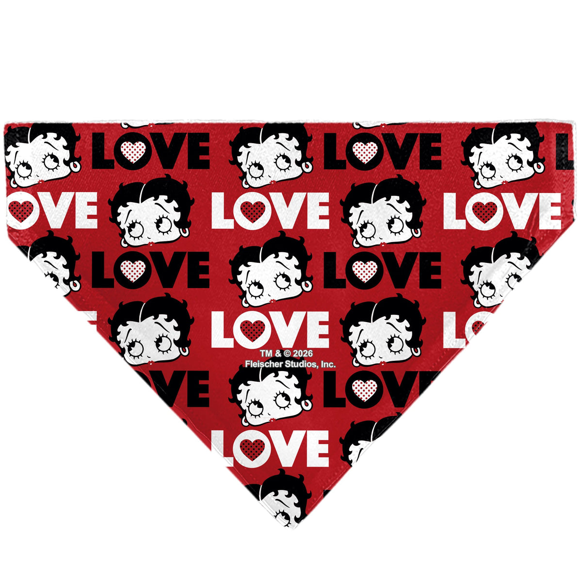 Pet Bandana - Betty Boop LOVE Text and Face Red/Black/White | HT Animal Supply