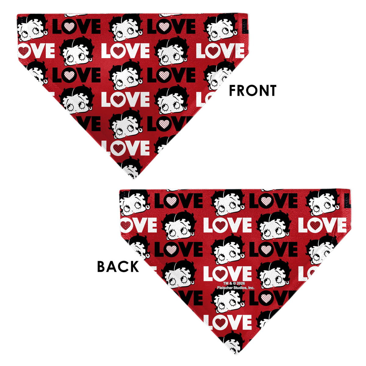 Pet Bandana - Betty Boop LOVE Text and Face Red/Black/White | HT Animal Supply