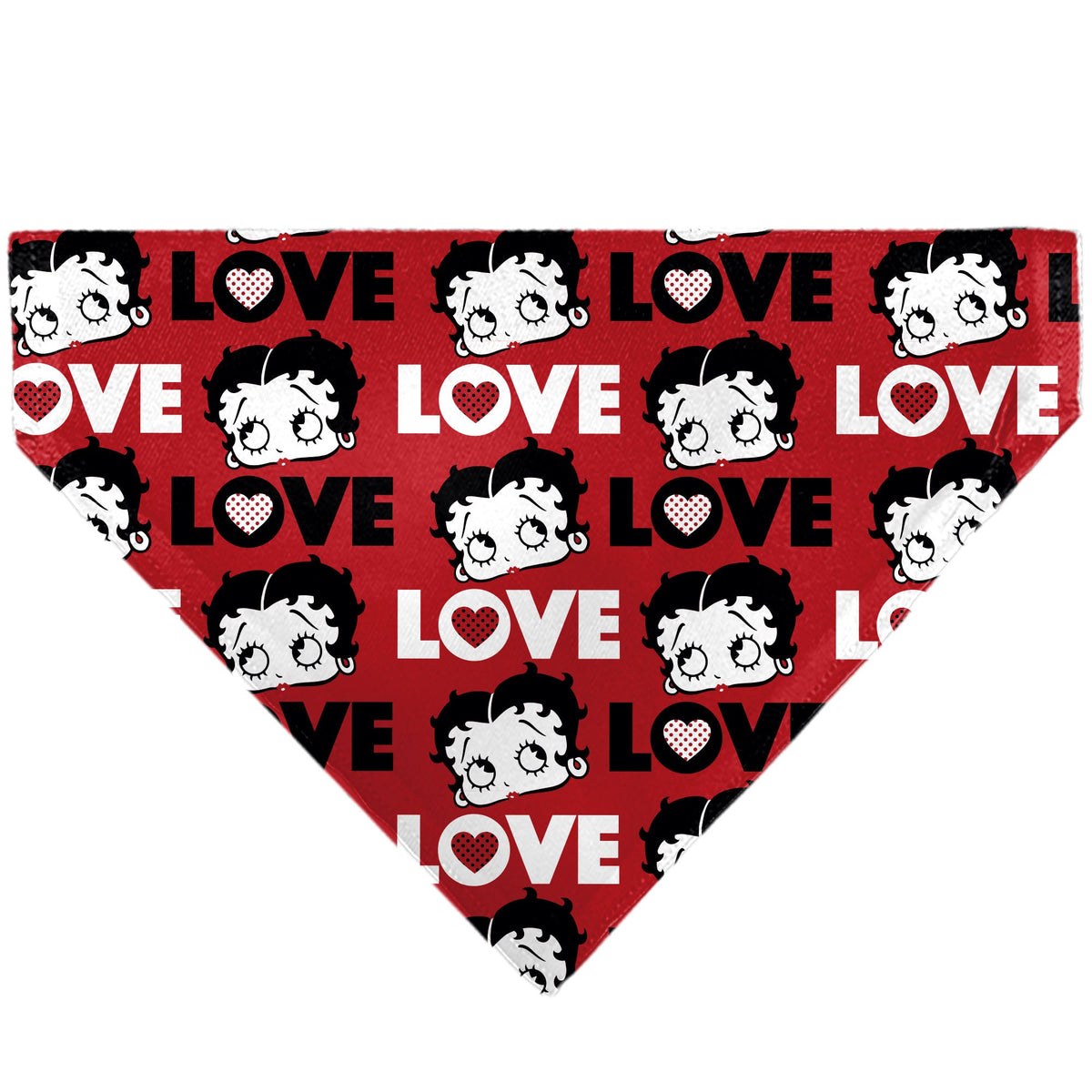 Pet Bandana - Betty Boop LOVE Text and Face Red/Black/White | HT Animal Supply