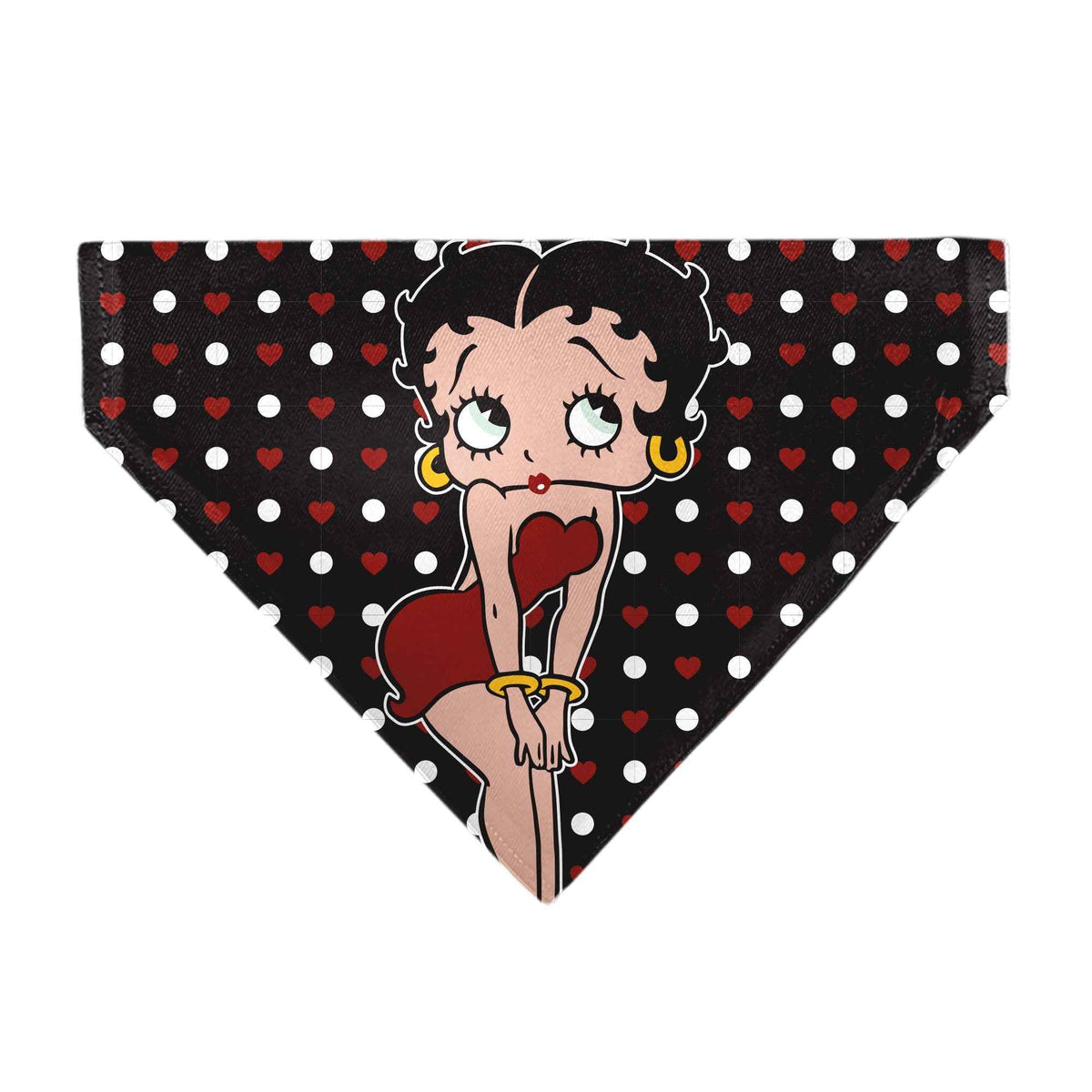 Pet Bandana - Betty Boop Hands on Knees Pose Heart Polka Dot Black/Red/White